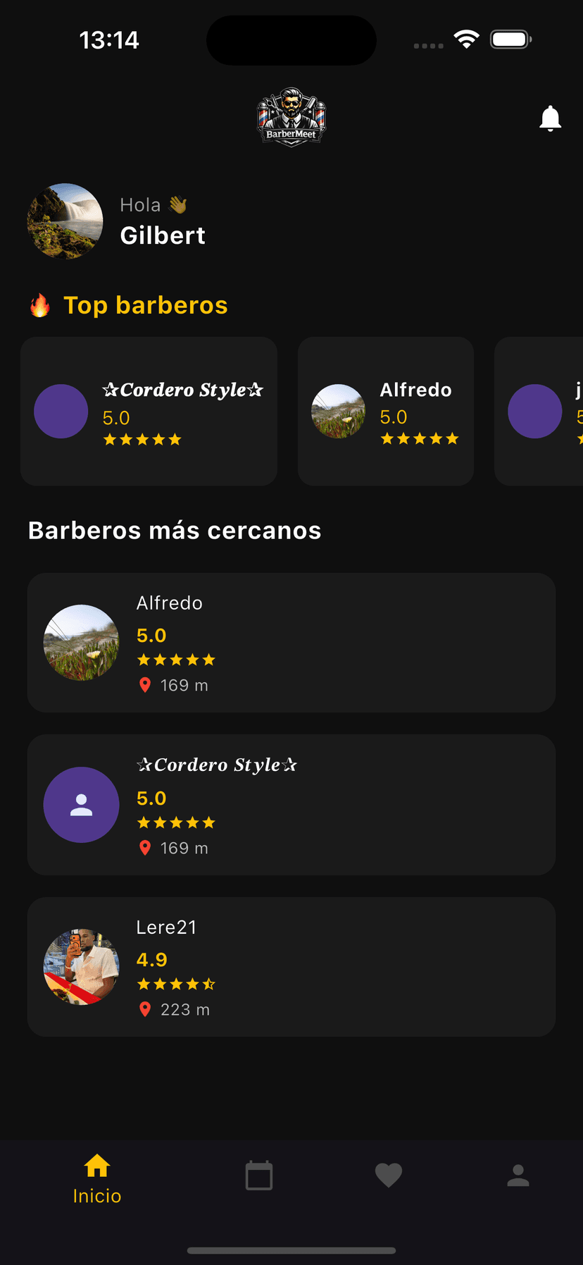 Dashboard Cliente BarberMeet